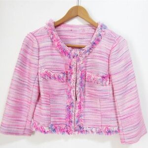 Lilly Pulitzer Cropped Sleeve Pink Tweed Jacket